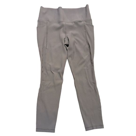 ATHLETA Women's Neutral Brown Tan Ribbed Cropped Leggings Size Large - Picture 1 of 4